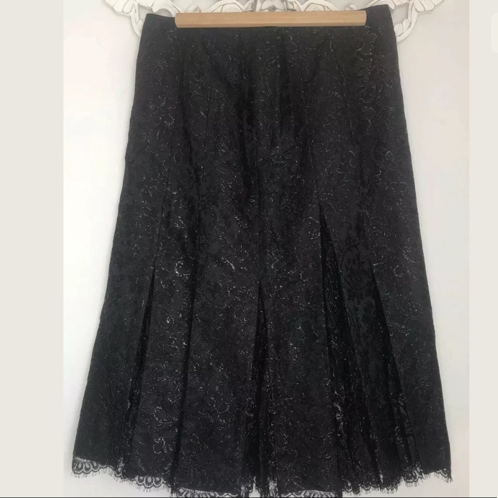 St. John Black Lace Midi Skirt